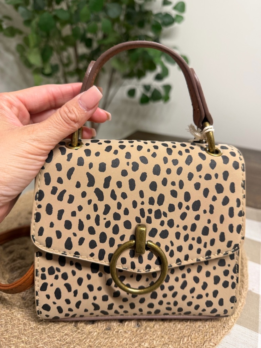 Universal Thread Beige and Black Leopard-Print Mini Satchel - Picture 7 of 11